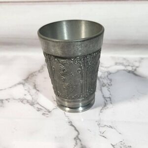 REIN-ZINN German Pewter Shot Cup Glass - Ornate Detailed‎ Design